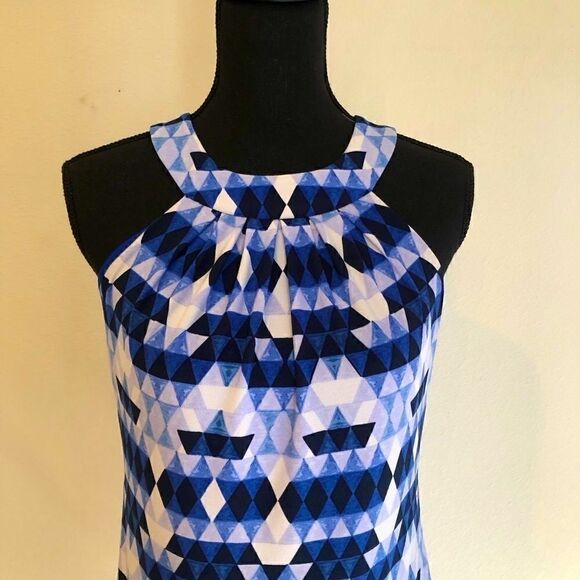 Vince Camuto Blue and White Geometric Dress - Picture 8 of 13